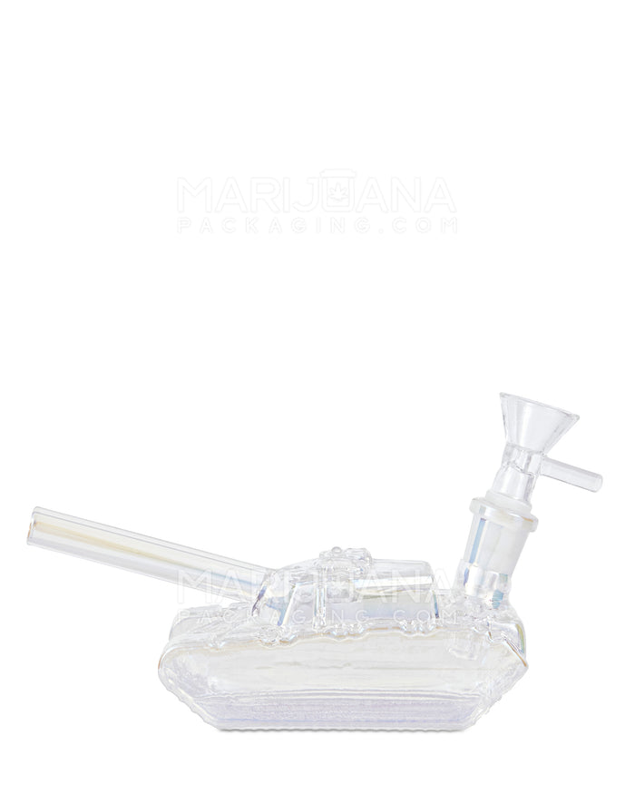 USA Glass | Iridescent Military Tank Glass Water Pipe | 6in Long - 14mm Bowl - Clear Image