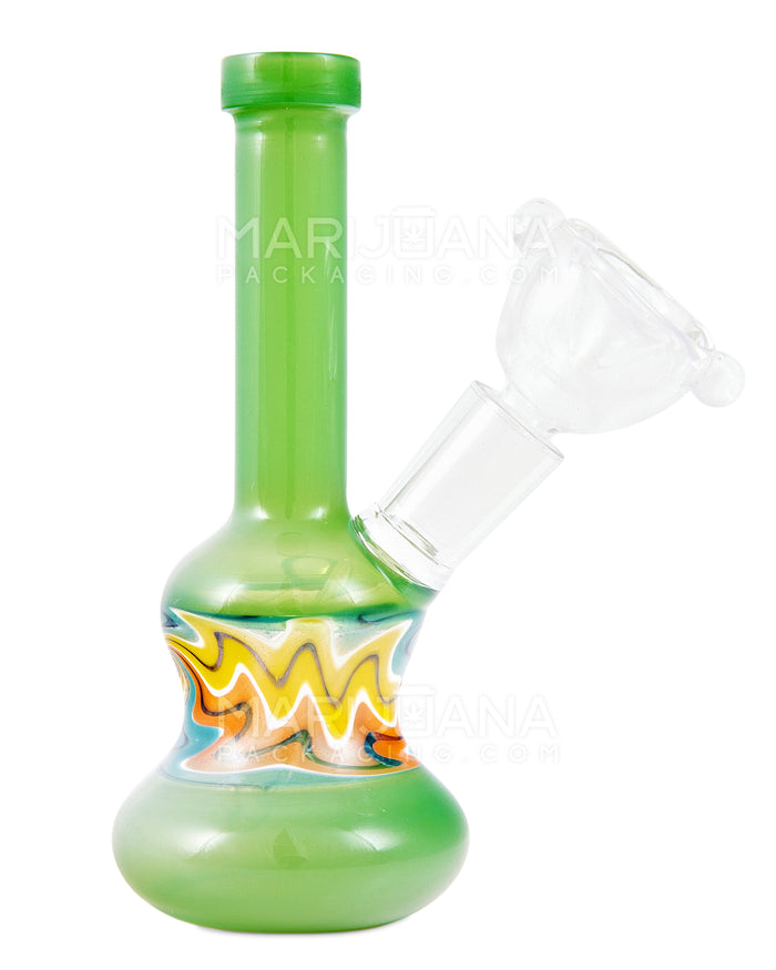 Straight Neck Wig Wag Glass Water Pipe | 5in Tall - 14mm Bowl - Green Image