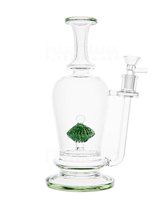 Lattice Perc Glass Water Pipe w/ Thick Base | 10.5in Tall - 14mm Bowl - Green