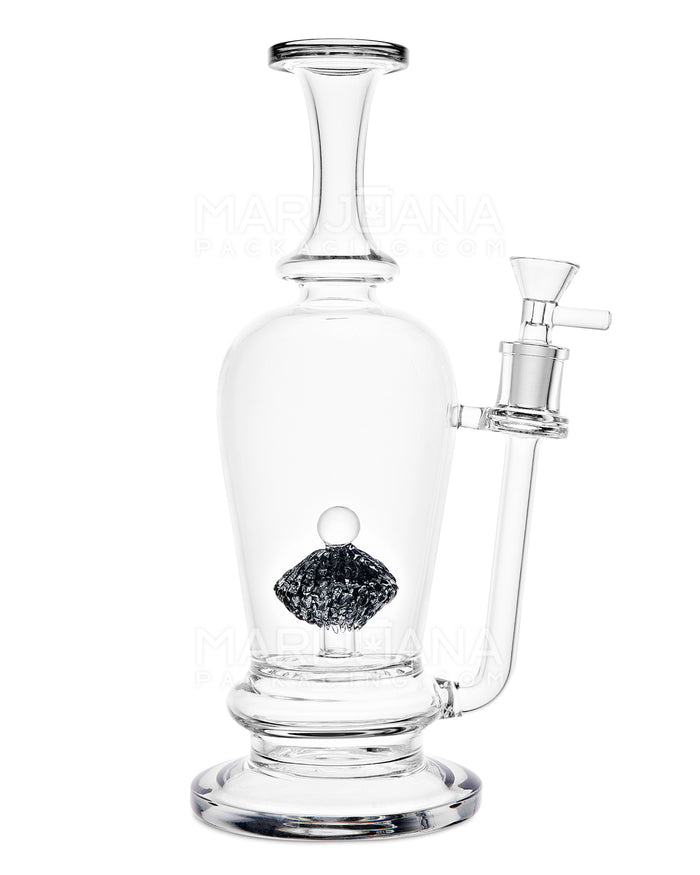 Lattice Perc Glass Water Pipe w/ Thick Base | 10.5in Tall - 14mm Bowl - Smoke Image