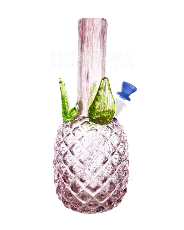 Straight Neck Color Pull Pineapple Glass Water Pipe | 12in Tall - 14mm Bowl - Purple Image