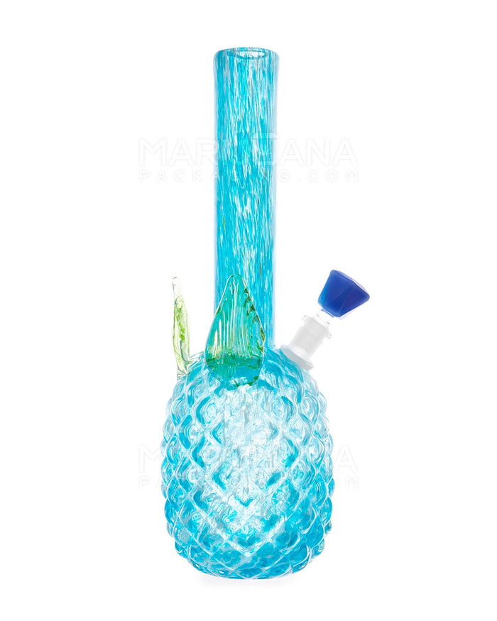 Straight Neck Color Pull Pineapple Glass Water Pipe | 14in Tall - 14mm Bowl - Blue Image