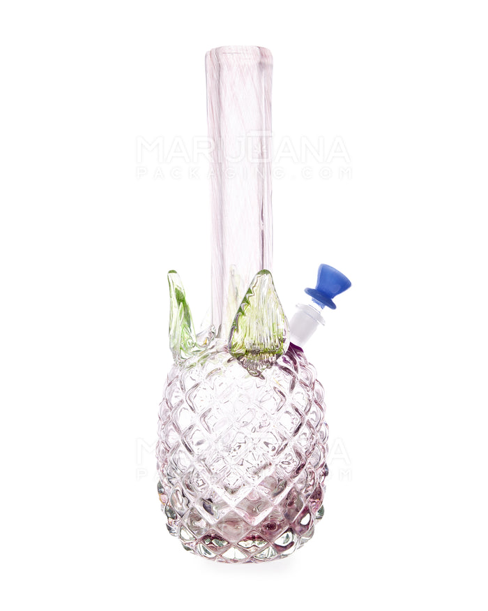 Straight Neck Color Pull Pineapple Glass Water Pipe | 14in Tall - 14mm Bowl - Purple Image