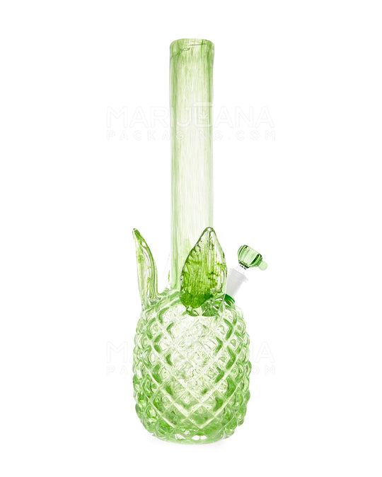 Straight Neck Color Pull Pineapple Glass Water Pipe | 16in Tall - 14mm Bowl - Green