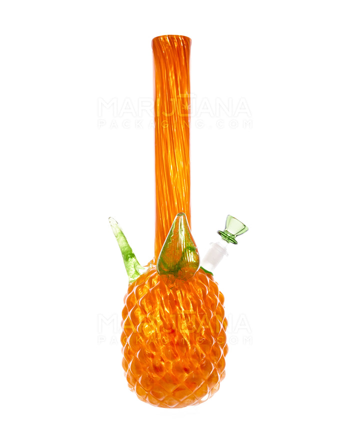 Straight Neck Color Pull Pineapple Glass Water Pipe | 16in Tall - 14mm Bowl - Orange Image