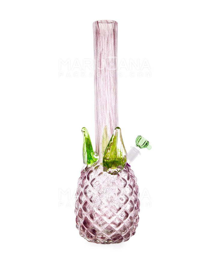 Straight Neck Color Pull Pineapple Glass Water Pipe | 16in Tall - 14mm Bowl - Purple Image