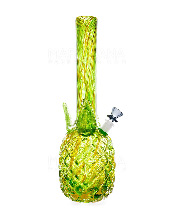 Straight Neck Color Pull Pineapple Glass Water Pipe | 16in Tall - 14mm Bowl - Yellow Image