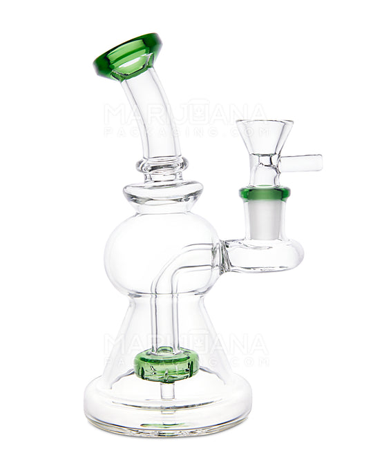 Bent Neck Showerhead Perc Glass Water Pipe w/ Thick Base | 6.5in Tall - 14mm Bowl - Green