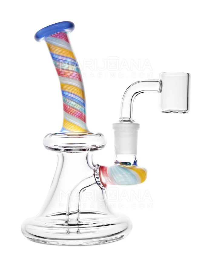 Bent Neck Spiral Glass Beaker Dab Rig | 6in Tall - 14mm Banger - Assorted Image