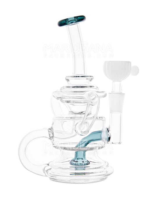 USA Glass | Bent Neck Dual Uptake Recycler Water Pipe w/ Showerhead Perc | 5.5in Tall - 10mm Bowl - Teal