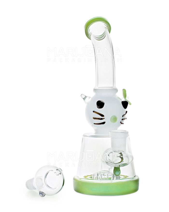 Bent Neck Kitty Glass Beaker Water Pipe w/ Showerhead Perc | 8in Tall - 14mm Bowl - Green Image