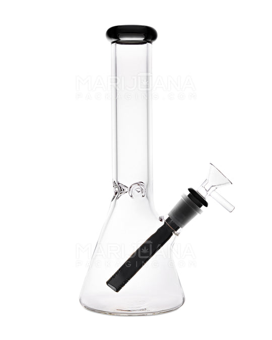 Straight Neck Color Lip Glass Beaker Water Pipe w/ Ice Catcher | 10.25in Tall - 14mm Bowl - Black