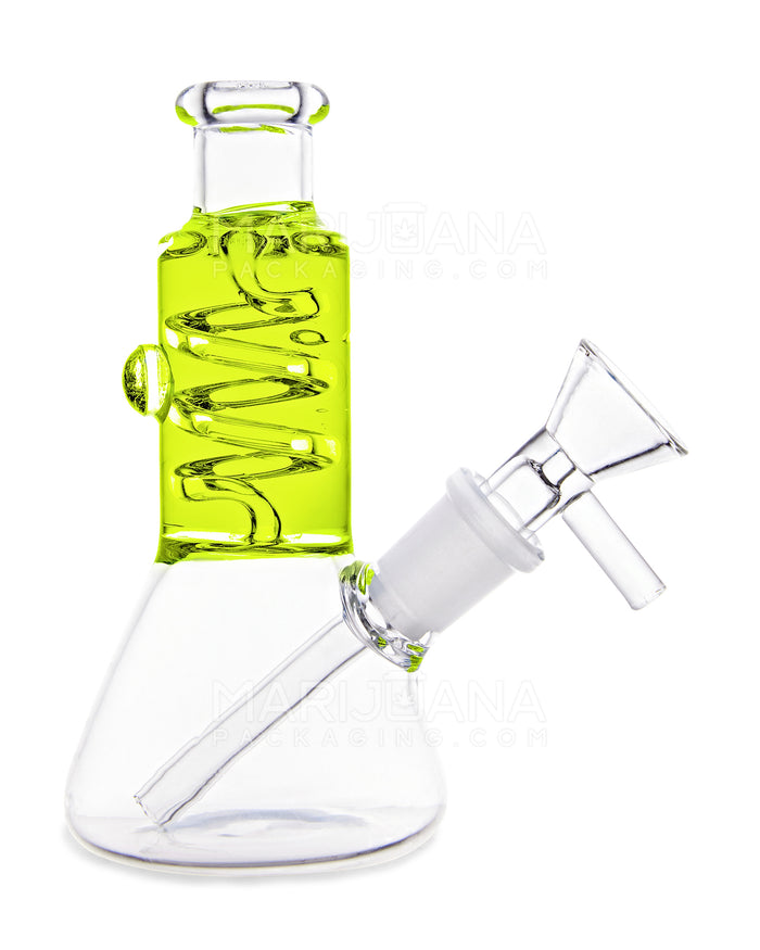 Glycerin Coil Mini Beaker Water Pipe | 5in Long - Glass - Green Image