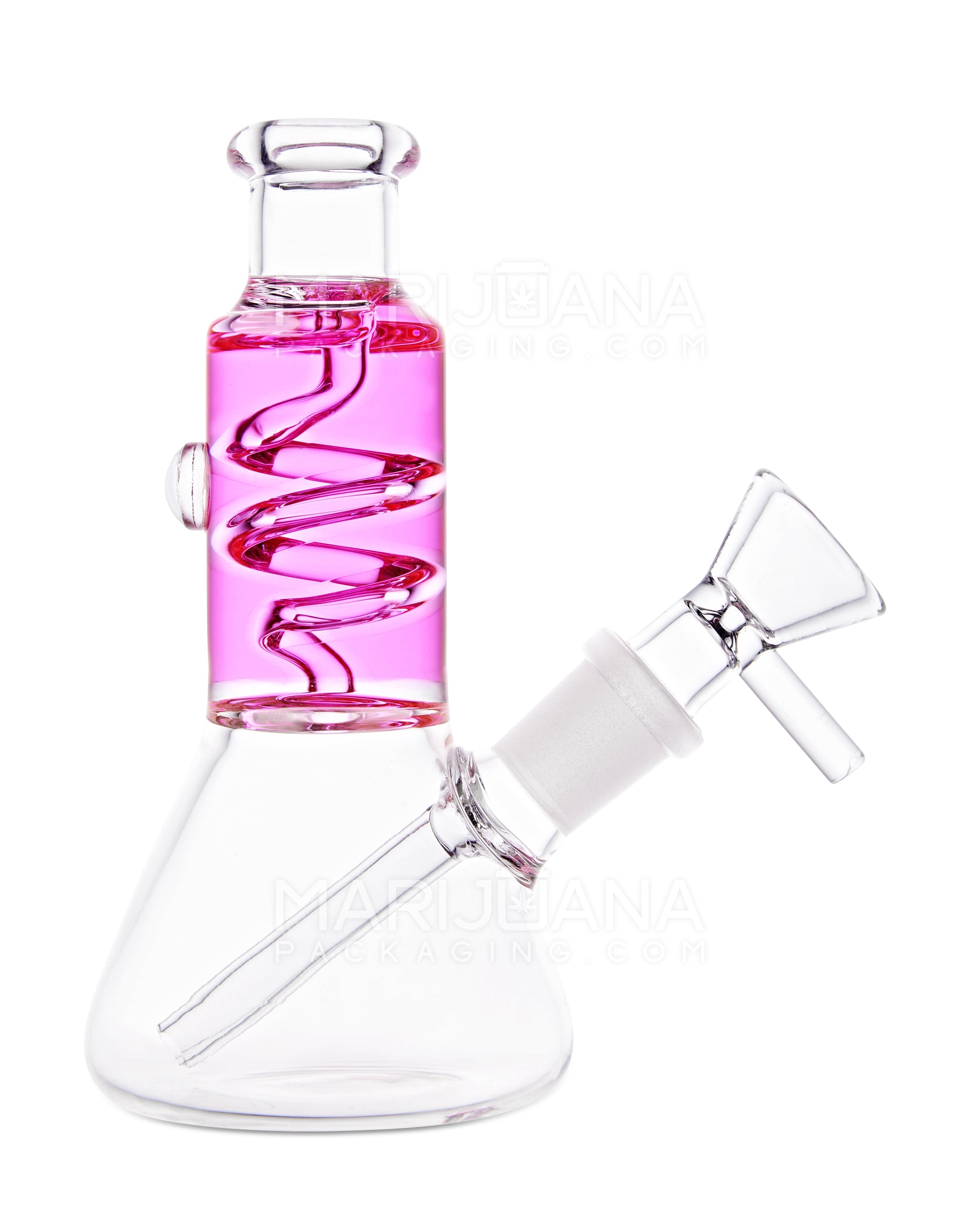 Glycerin Coil Mini Beaker Water Pipe | 5in Long - Glass - Pink