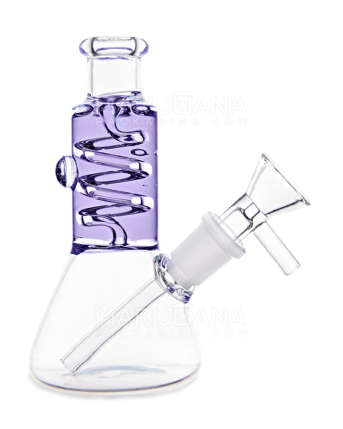 Glycerin Coil Mini Beaker Water Pipe | 5in Long - Glass - Purple Image