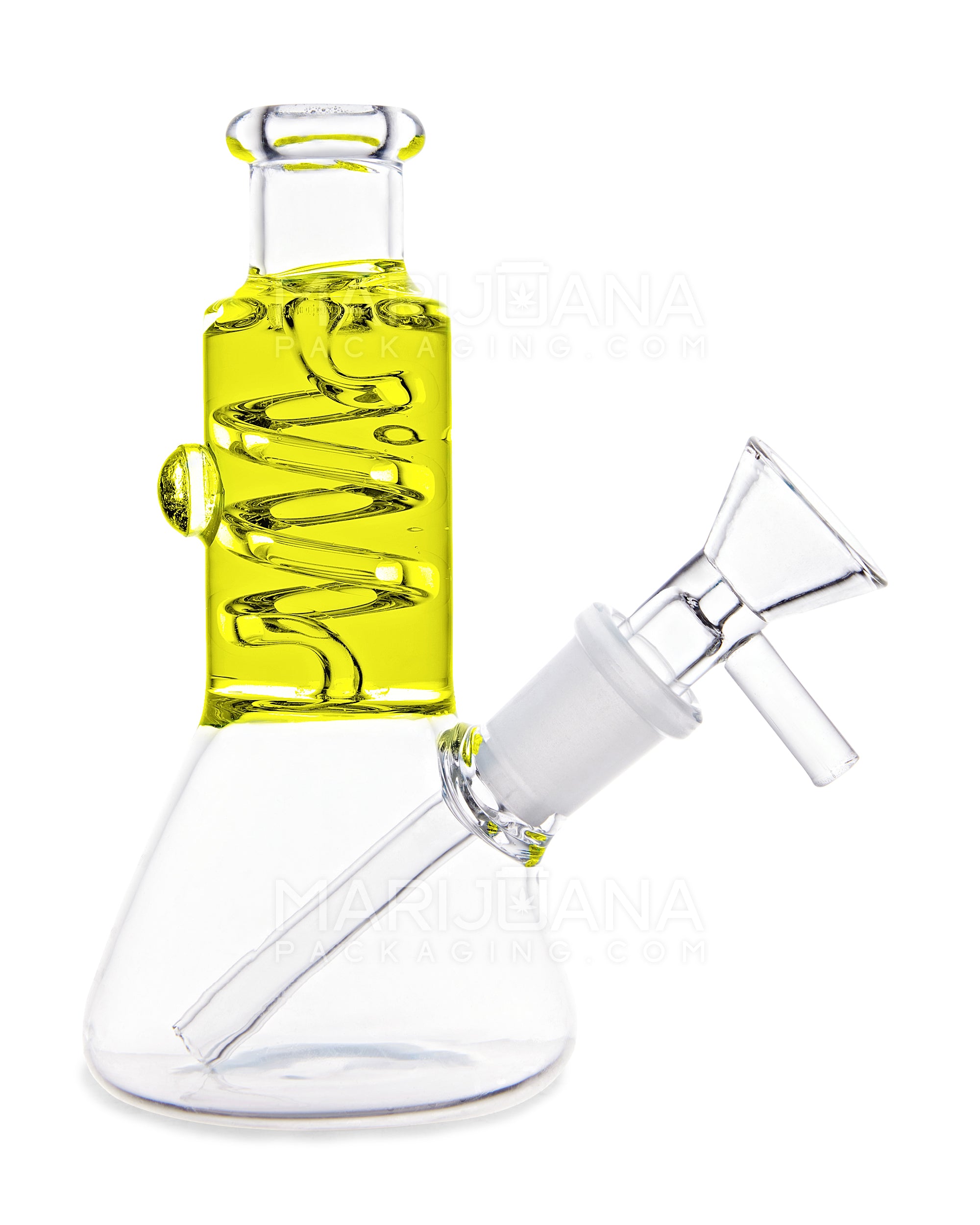 Glycerin Coil Mini Beaker Water Pipe | 5in Long - 14mm Bowl - Yellow