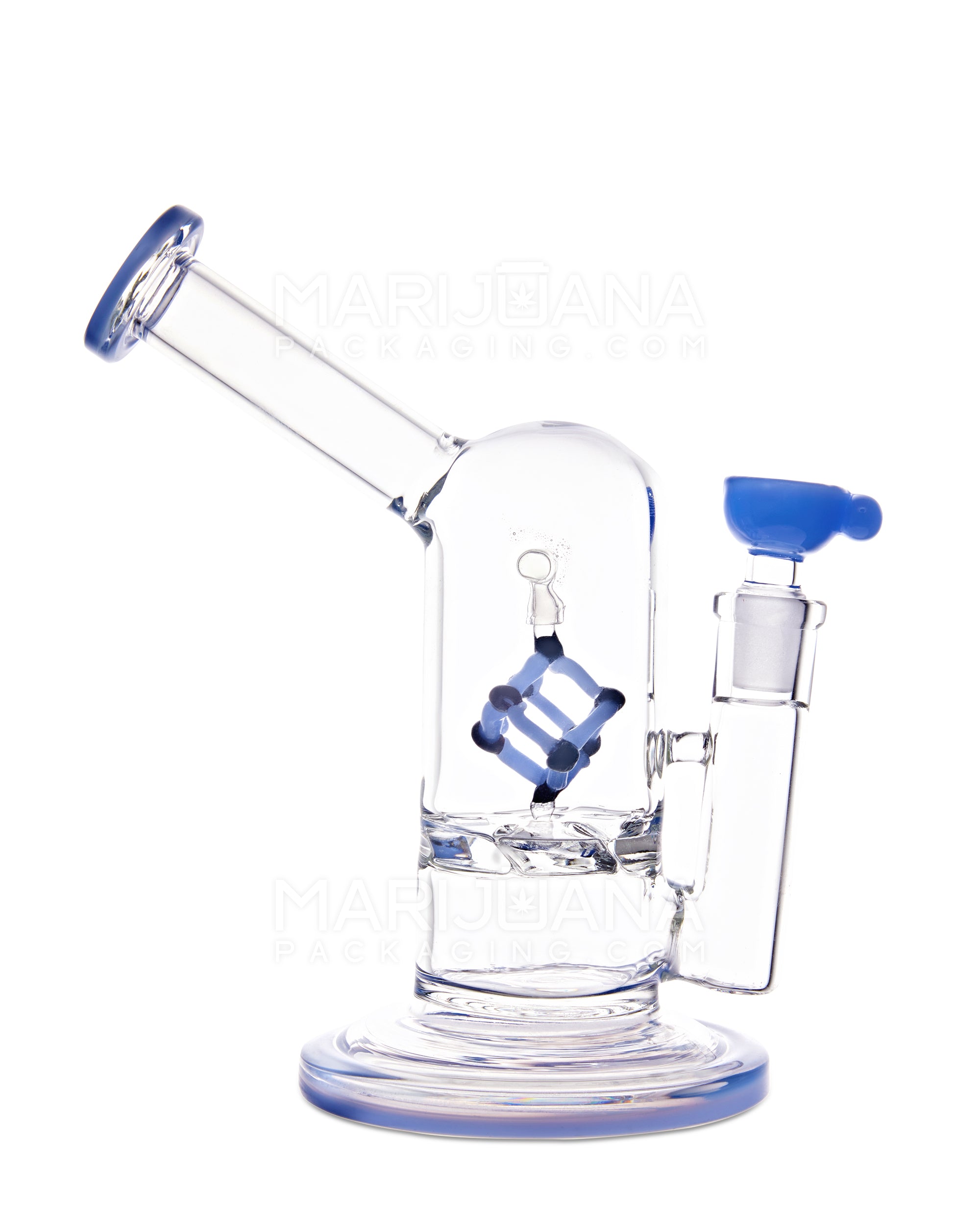 USA Glass | Vortex Perc Glass Water Pipe w/ Spinning Cube | 7in Tall - 14mm Bowl - Blue