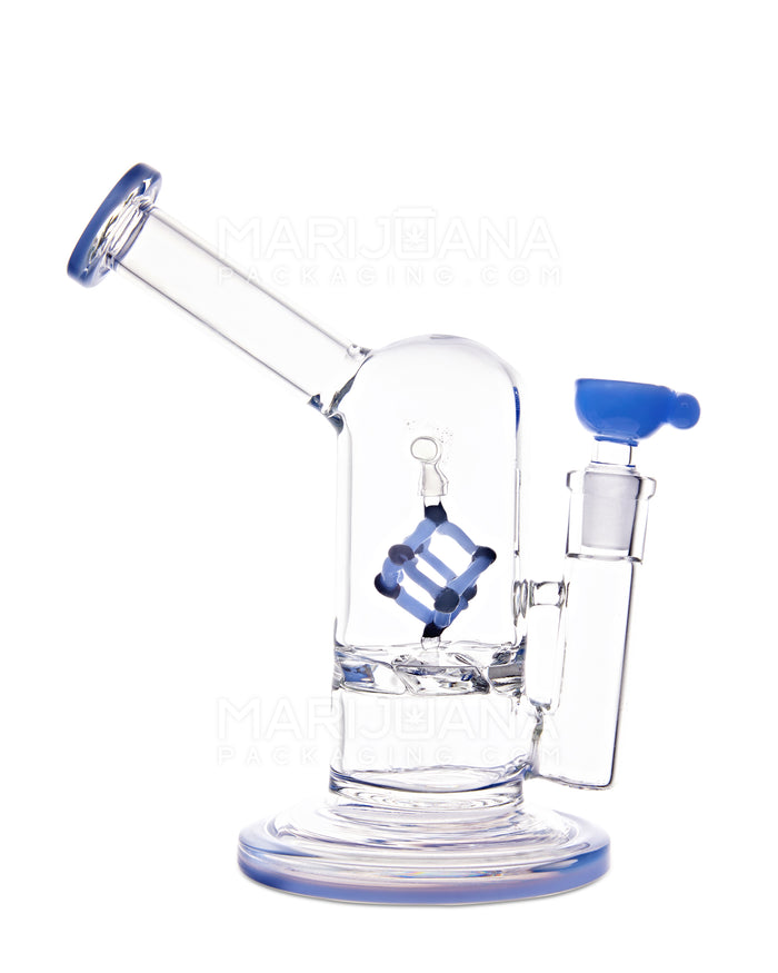 USA Glass | Vortex Perc Glass Water Pipe w/ Spinning Cube | 7in Tall - 14mm Bowl - Blue Image