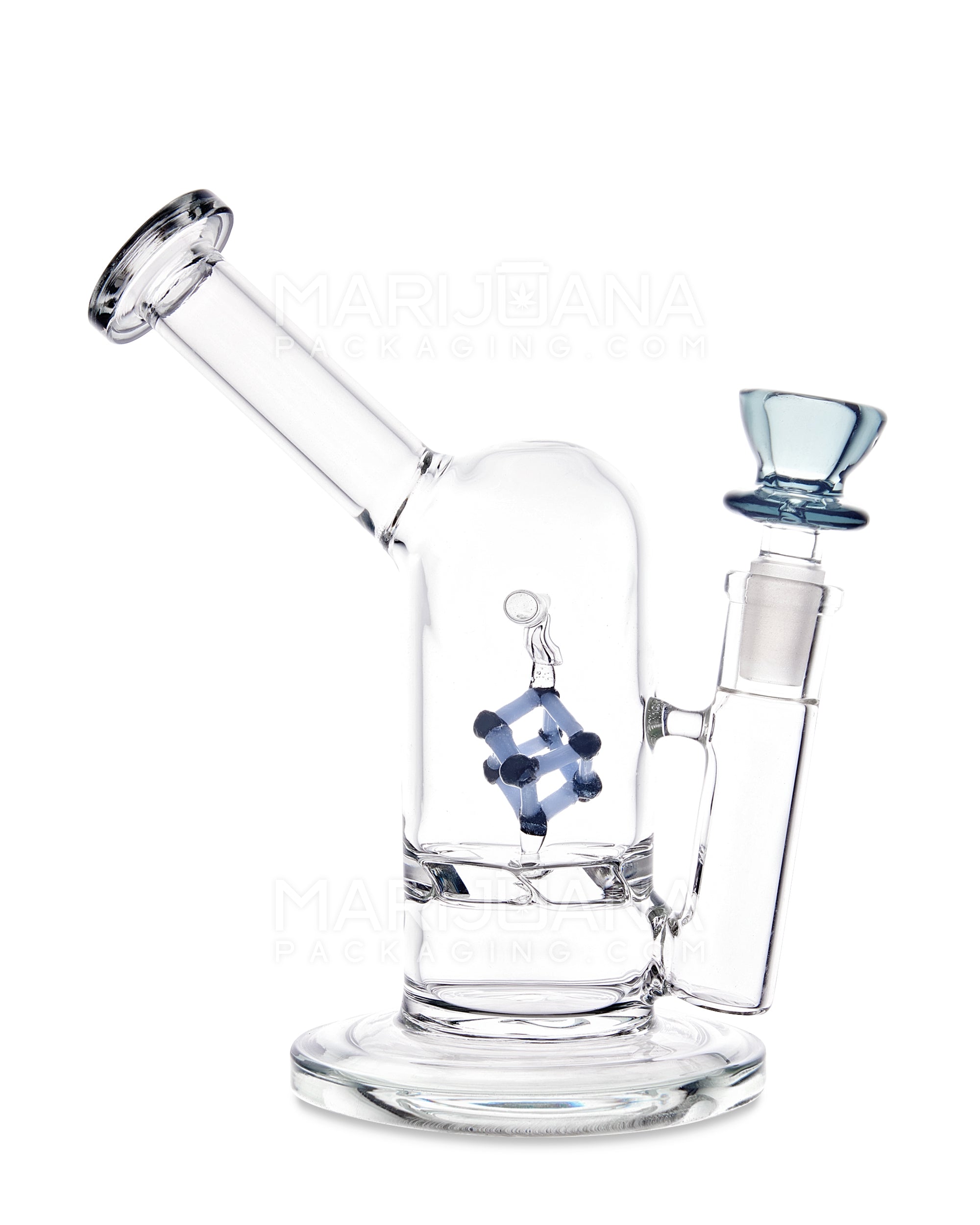 USA Glass | Vortex Perc Glass Water Pipe w/ Spinning Cube | 7in Tall - 14mm Bowl - Smoke