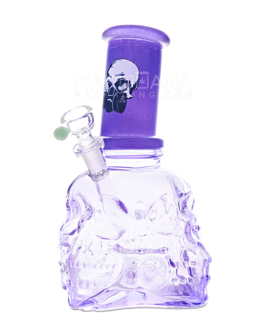 Bent Neck Quad Ghost Skull Glass Water Pipe | 8.5in Tall - 14mm Bowl - Assorted