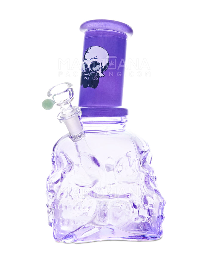 Bent Neck Quad Ghost Skull Glass Water Pipe | 8.5in Tall - 14mm Bowl - Assorted Image