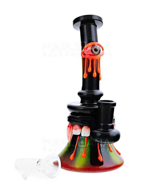 Heady | Bent Neck Bleeding Demon Glass Beaker Water Pipe w/ Showerhead Perc | 7in Tall - 14mm Bowl - Assorted