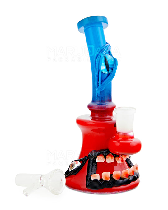 Bent Neck Crimson Demon Glass Beaker Water Pipe w/ Showerhead Perc | 7in Tall - 14mm Bowl - Assorted - 1