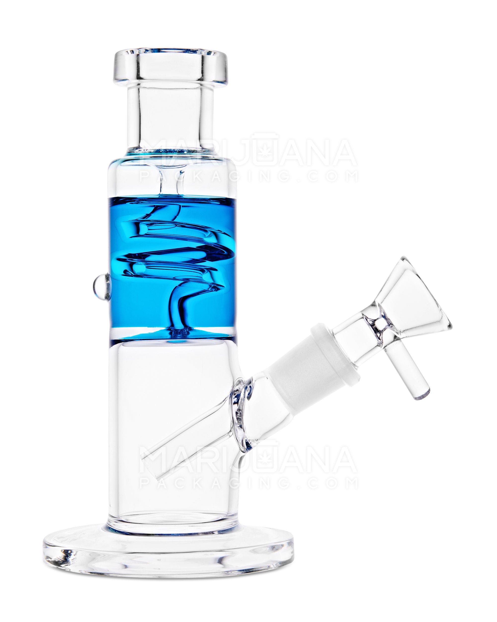 Glycerin Coil Mini Straight Tube Water Pipe | 6in Long - Glass - Blue