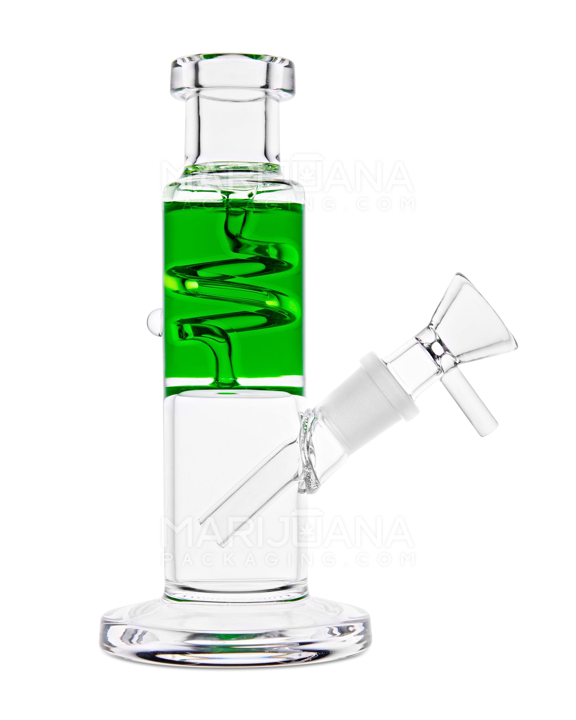 Glycerin Coil Mini Straight Tube Water Pipe | 6in Long - Glass - Green