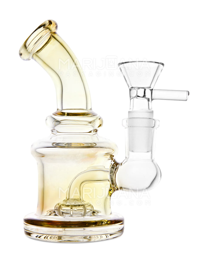 Bent Neck Fumed Glass Mini Water Pipe | 4.75in Tall - 14mm Bowl - Amber Image