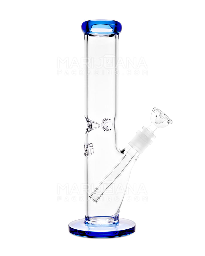 USA Glass | Straight Neck Tube Glass Water Pipe w/ Ice Catcher | 12.5in Tall - 14mm Bowl - Blue Image