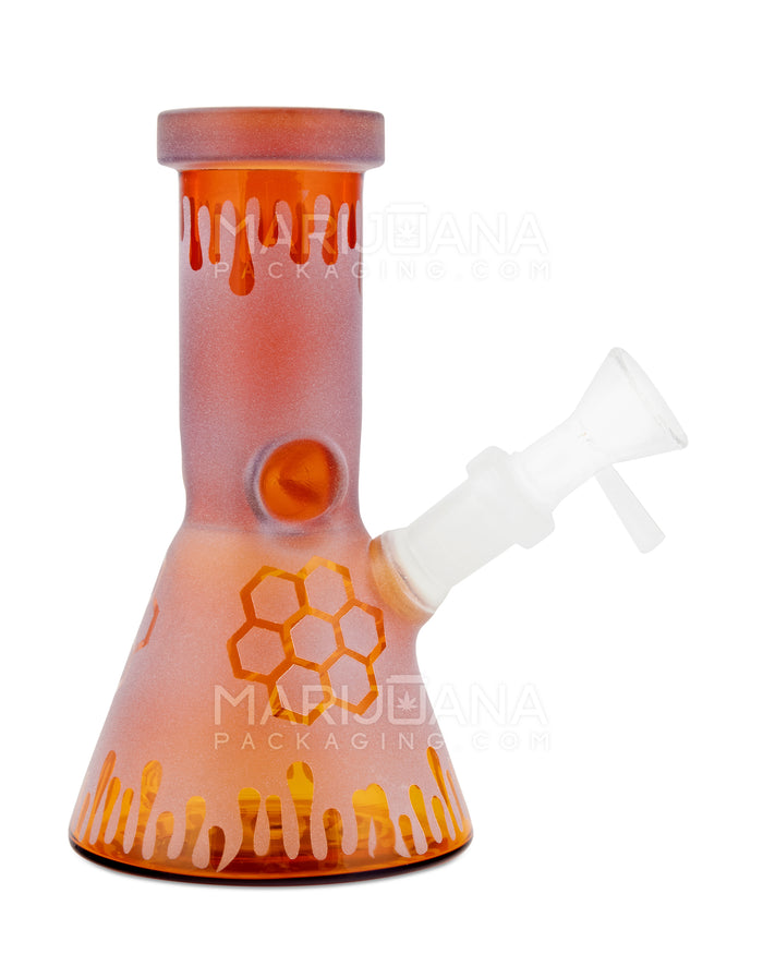 Straight Neck Frosted Mushroom Glass Mini Beaker Water Pipe w/ Ice Catcher | 6in Tall - 14mm Bowl - Assorted Image