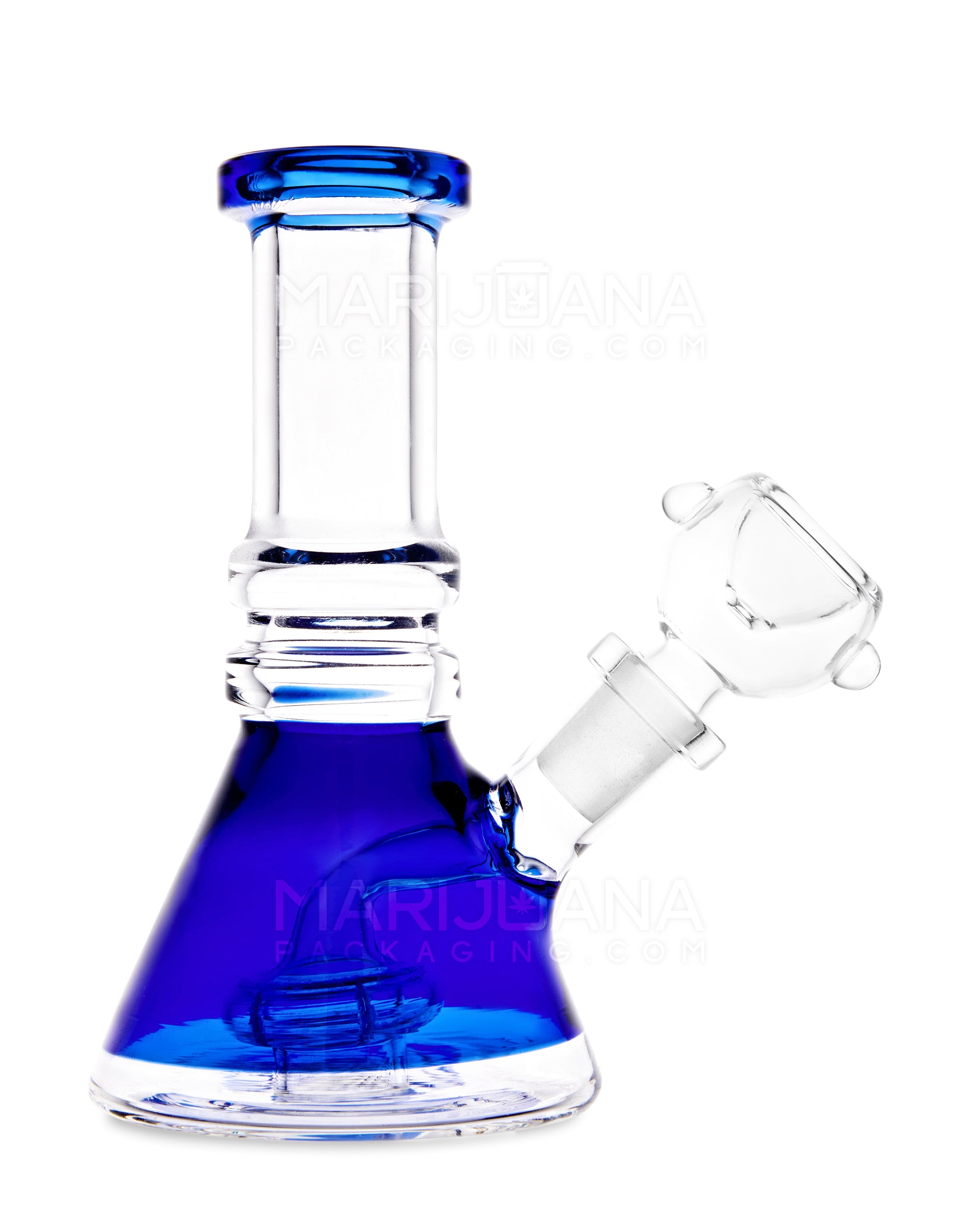 Double Ring Mini Beaker Water Pipe | 5in Long - 14mm Bowl - Blue