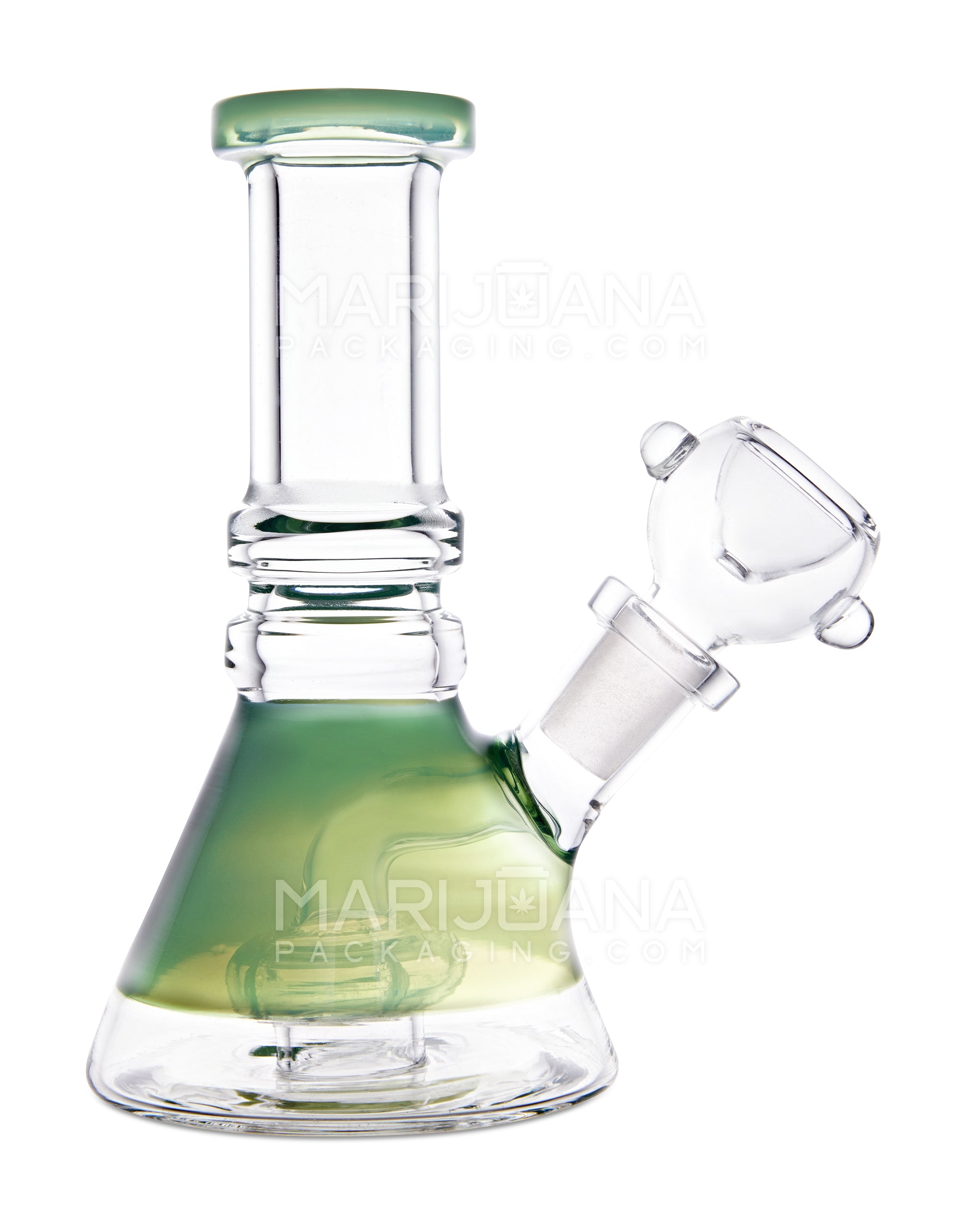 Double Ring Mini Beaker Water Pipe | 5in Long - 14mm Bowl - Green