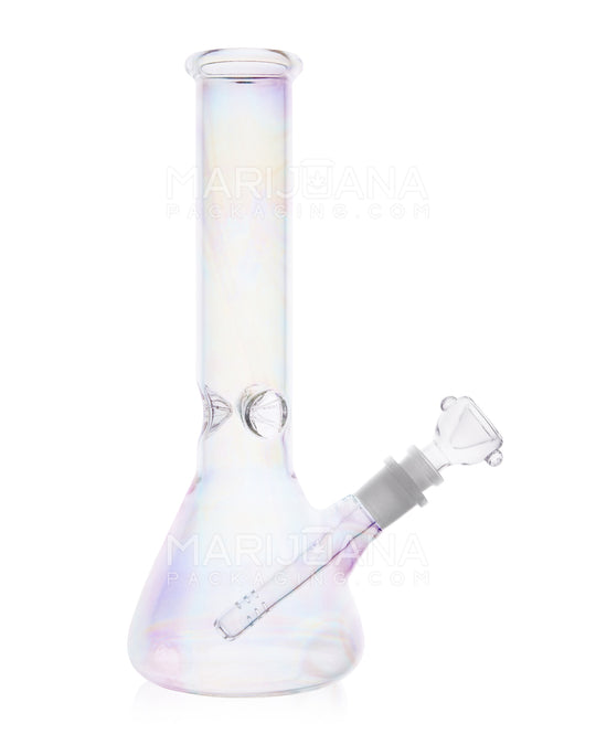 Electroplated Fumed Glass Beaker Water Pipe w/ Ice Catcher | 10in Tall - 14mm Bowl - Clear