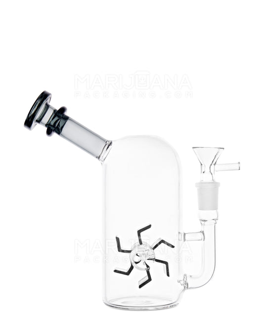 USA Glass | Bent Neck Windmill Perc Water Pipe | 7in Tall - 14mm Bowl - Grey