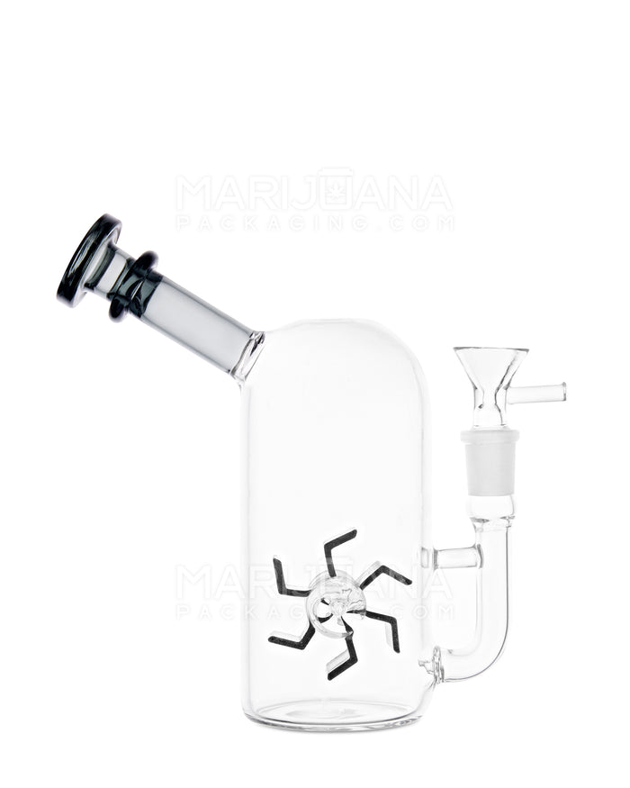 USA Glass | Bent Neck Windmill Perc Water Pipe | 7in Tall - 14mm Bowl - Grey Image