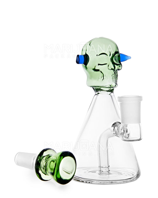 USA Glass | Glass Cone Bolt Skull Mini Water Pipe | 5in Tall - 14mm Bowl - Assorted