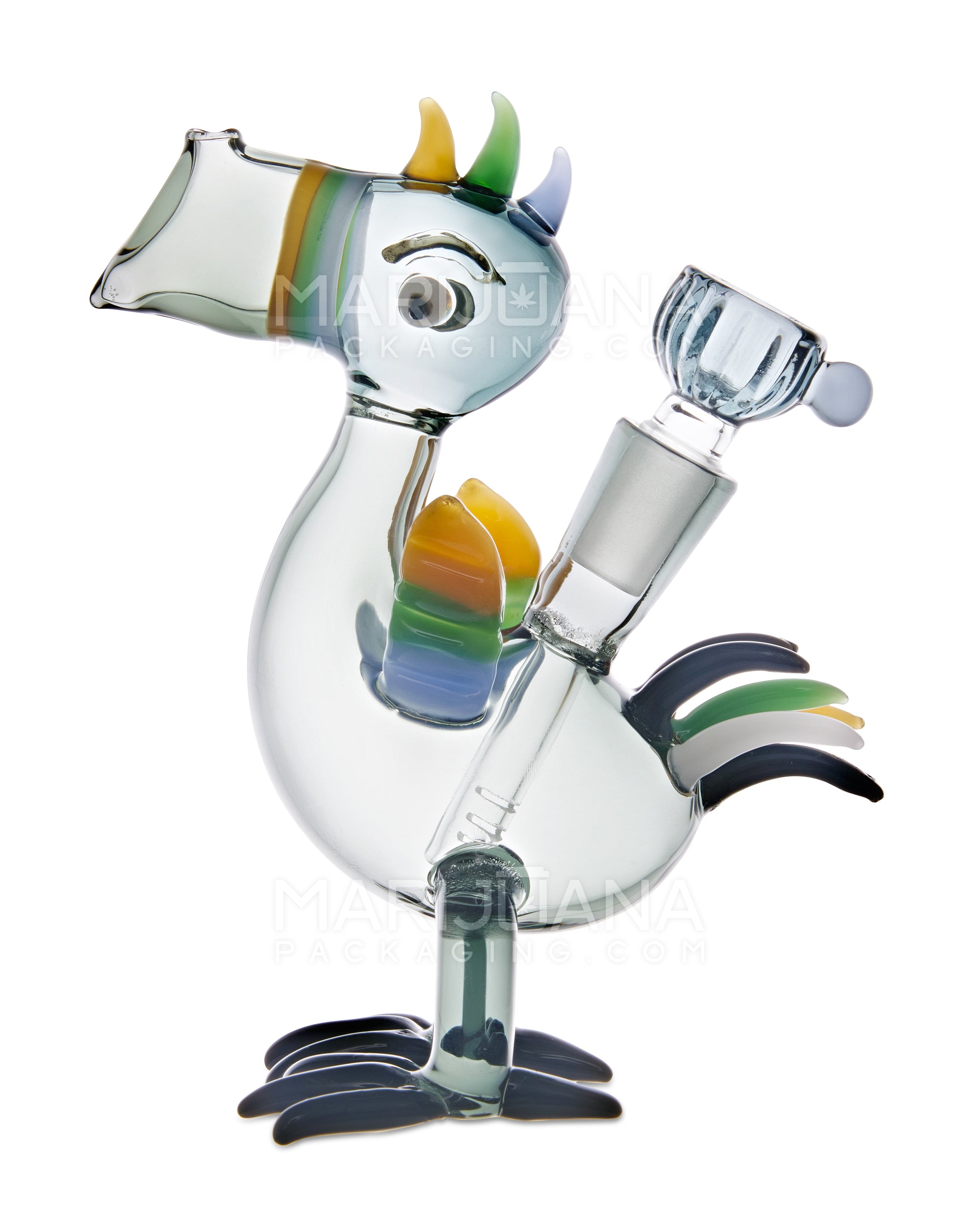 Toucan Doob Loops Glass Water Pipe | 6in Tall - 14mm Bowl - Smoke