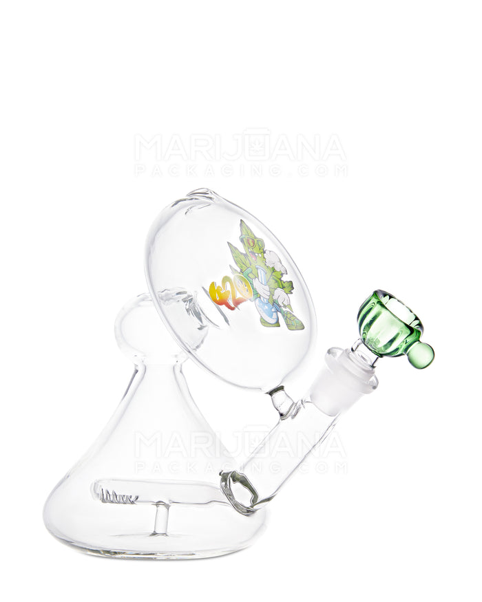 USA Glass | Angled Neck Laid Back Inline Decal Water Pipe | 6in Tall - 14mm Bowl - Clear Image