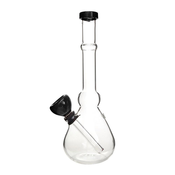 Straight Neck Diffused Downstem Glass Beaker Water Pipe | 7in Tall - 14mm Bowl - Black Image