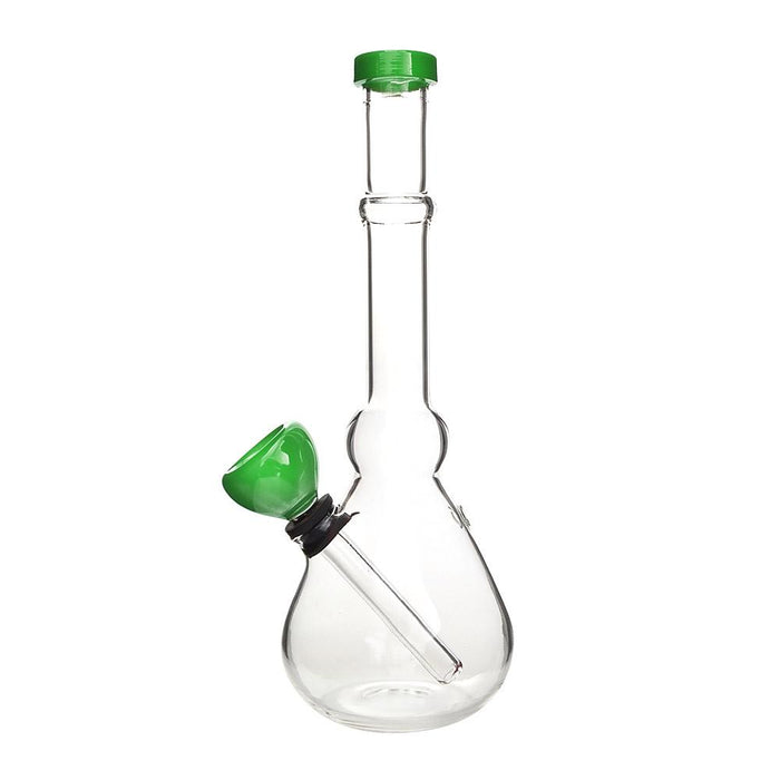 Straight Neck Diffused Downstem Glass Beaker Water Pipe | 7in Tall - Grommet Bowl - Green Image