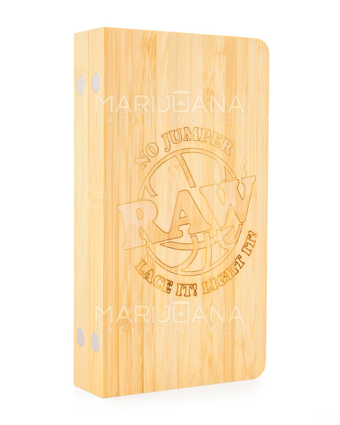 RAW | No Jumpers Backflip Magnetic Wood Rolling Tray | 14in x 11in - Large - Wood Image