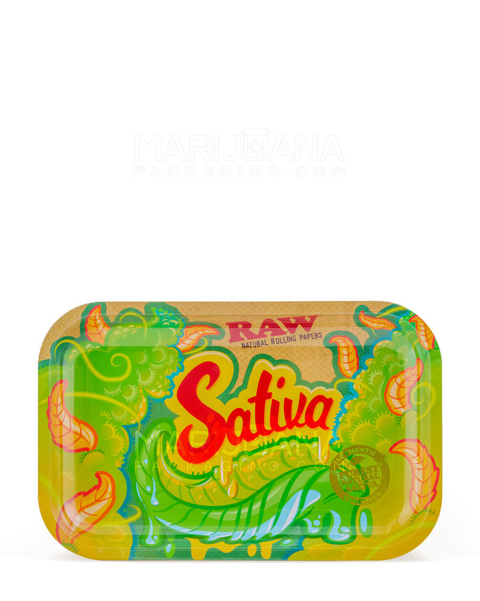 RAW | Strains Sativa Rolling Tray | 7in x 11in - Small - Metal Image