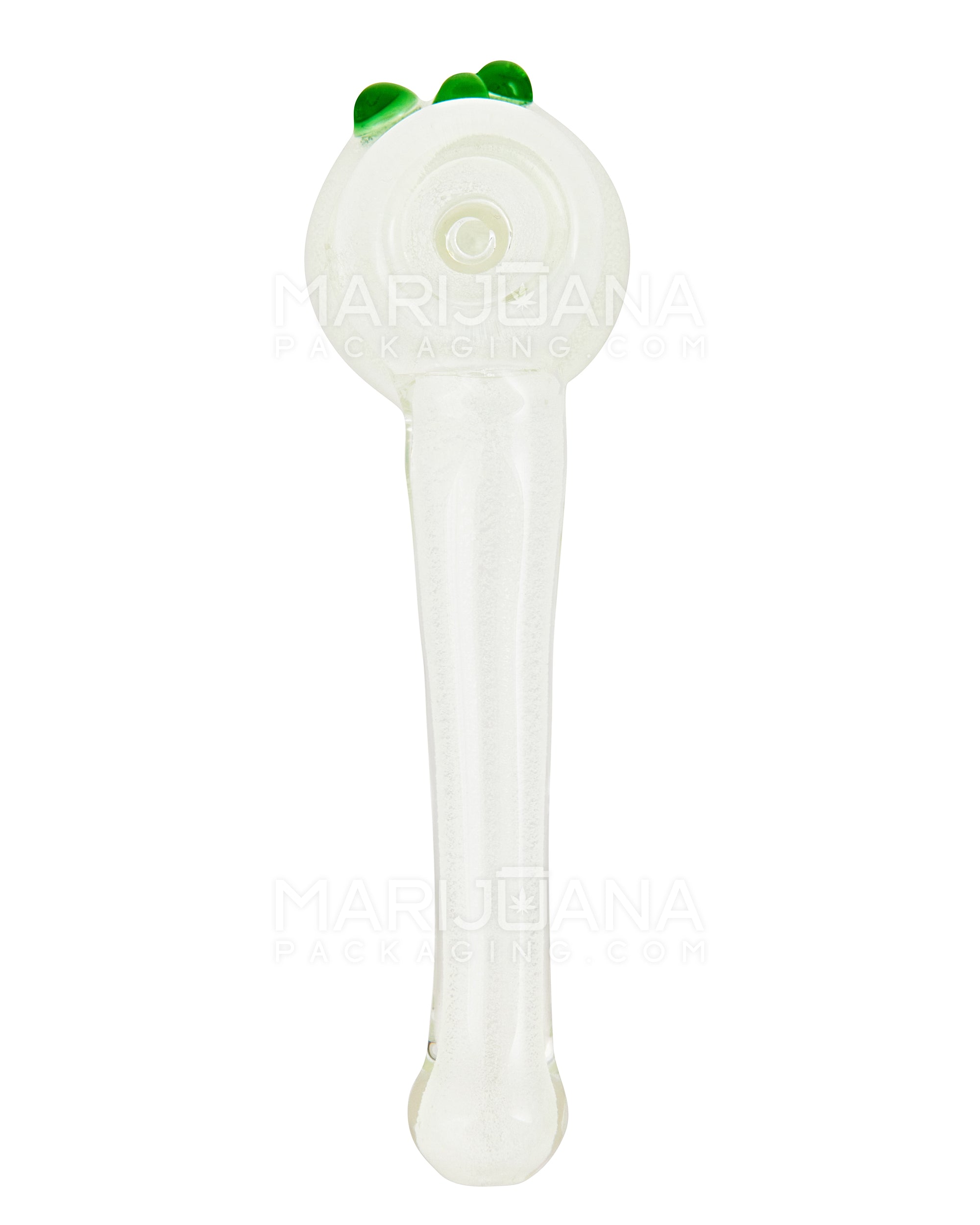 Glow-in-the-Dark | Hammer Bubbler w/ Triple Knockers | 5in Long - Glass - White - 2