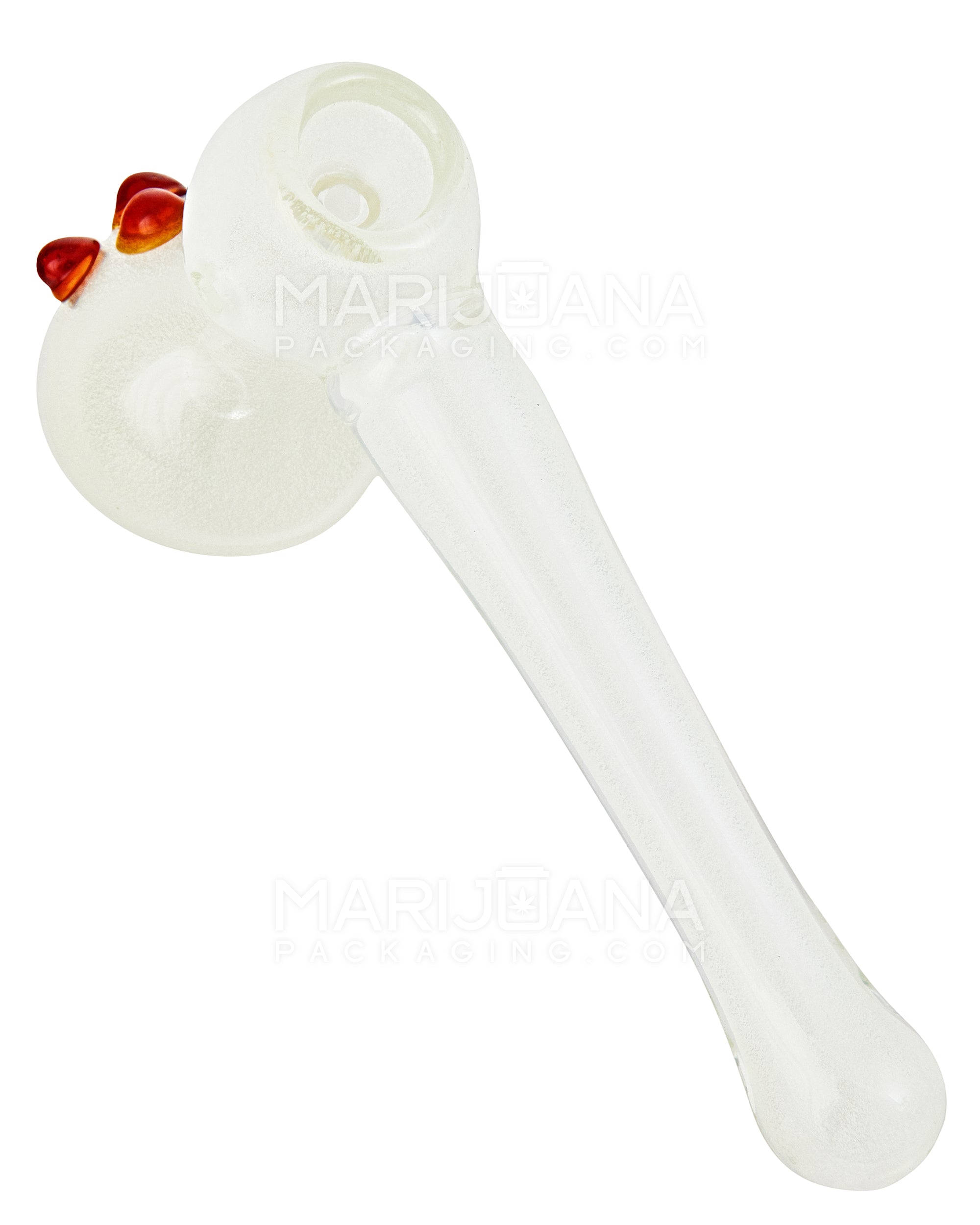 Glow-in-the-Dark | Hammer Bubbler w/ Triple Knockers | 5in Long - Glass - White - 5