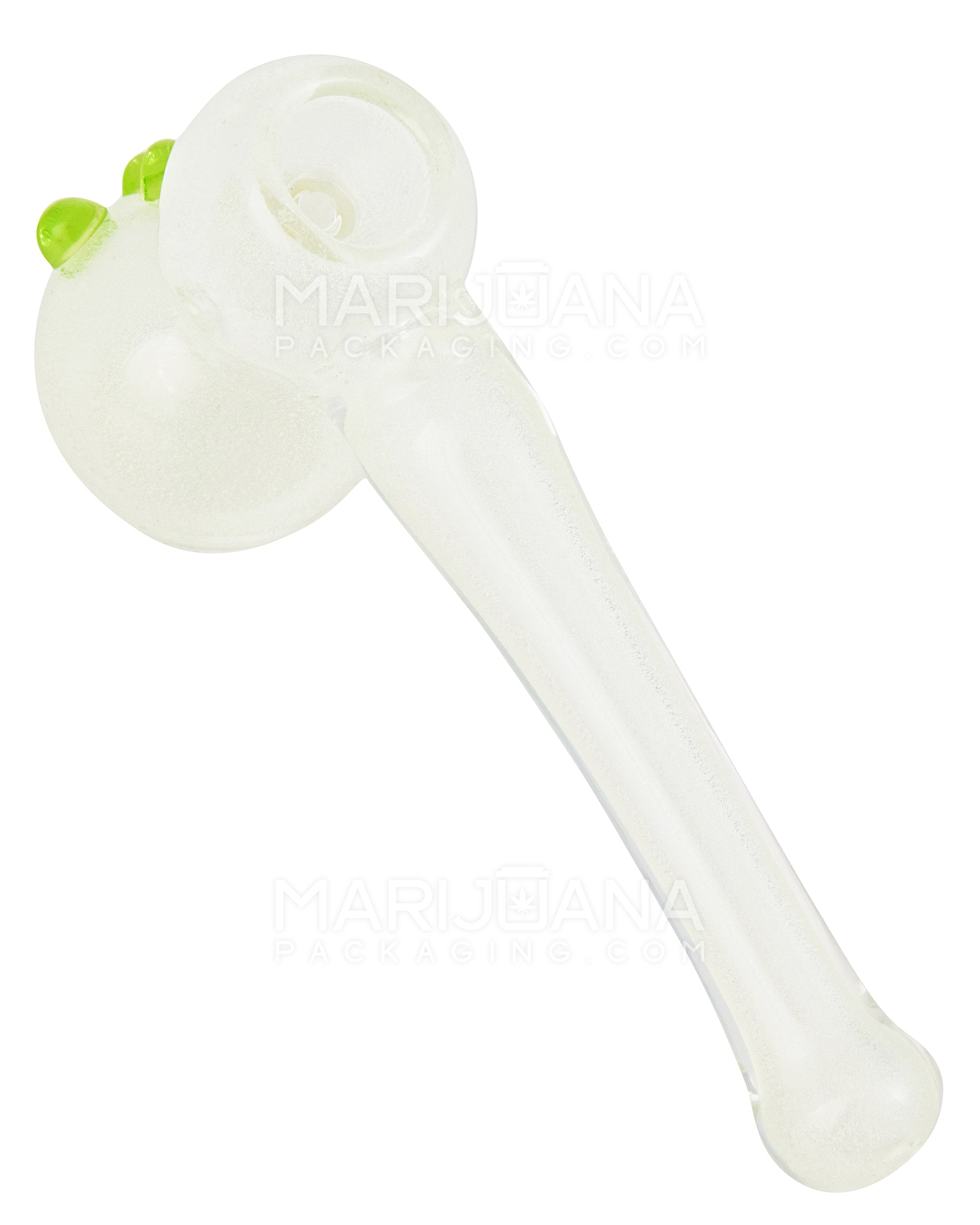 Glow-in-the-Dark | Hammer Bubbler w/ Triple Knockers | 5in Long - Glass - White - 6