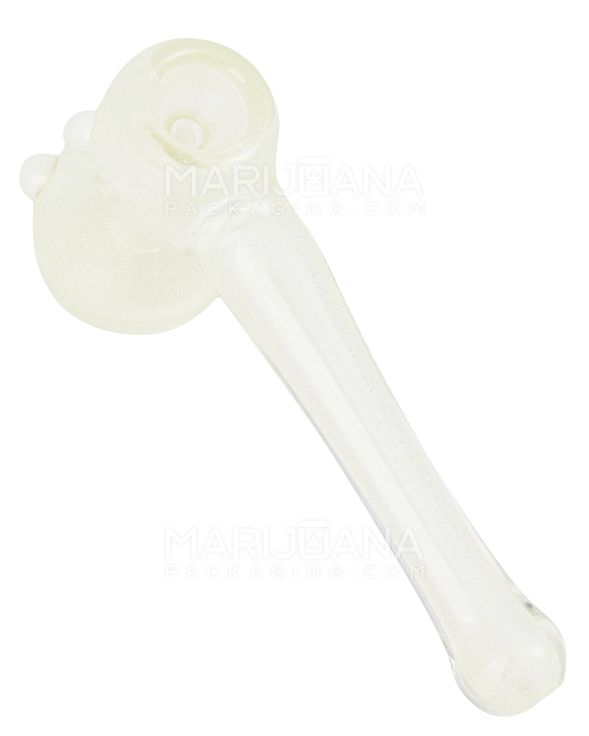 Glow-in-the-Dark | Hammer Bubbler w/ Triple Knockers | 5in Long - Glass - White - 7