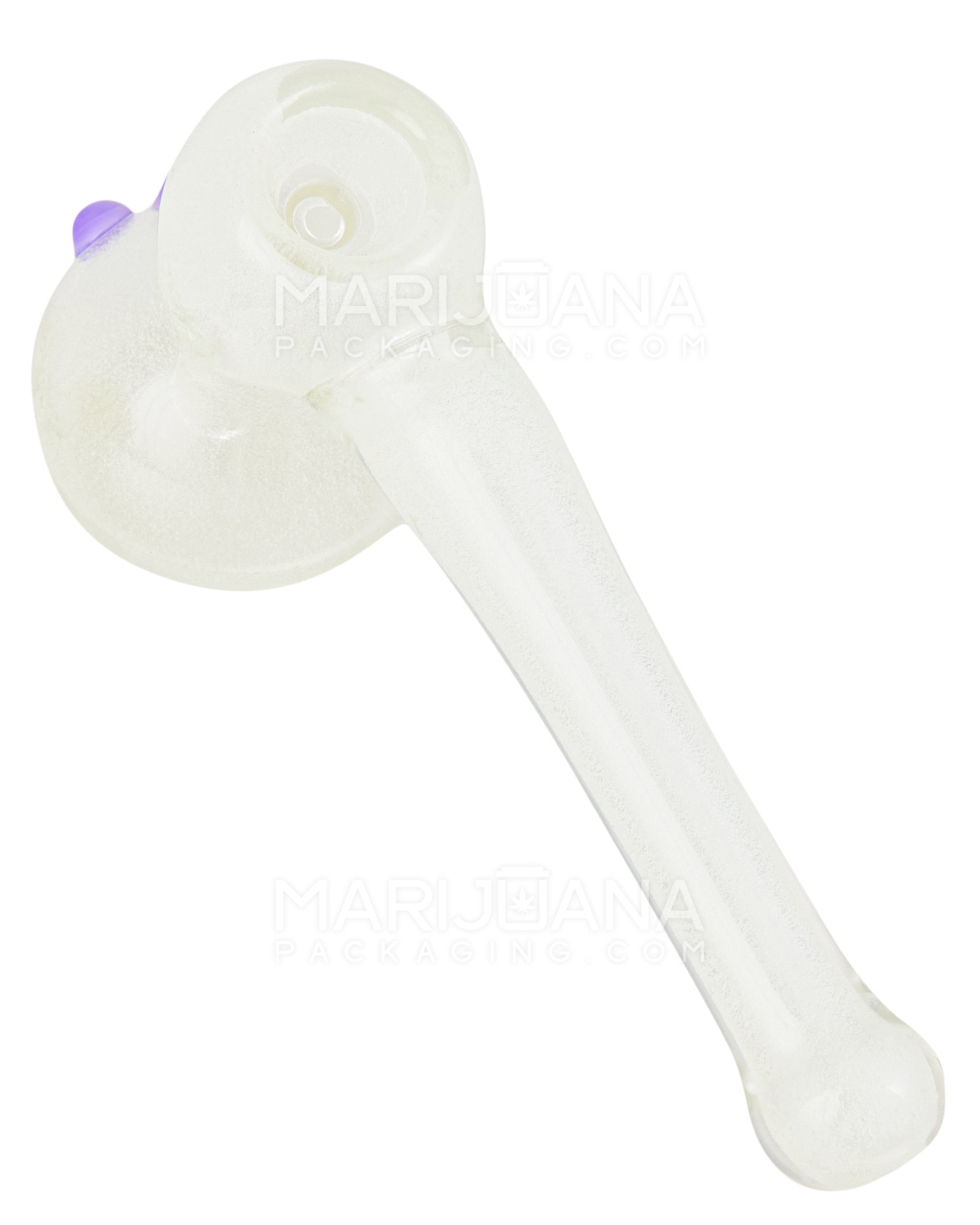 Glow-in-the-Dark | Hammer Bubbler w/ Triple Knockers | 5in Long - Glass - White - 8