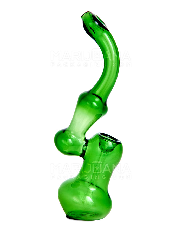 Flat Mouth Bulged Bubbler | 6.5in Tall - Glass - Green Image